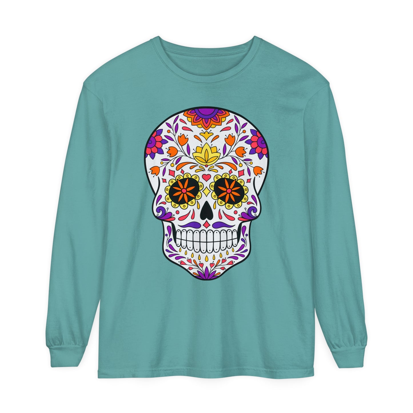 Day Of The Dead Skull Long Sleeve T-Shirt (Available In Other Colors)