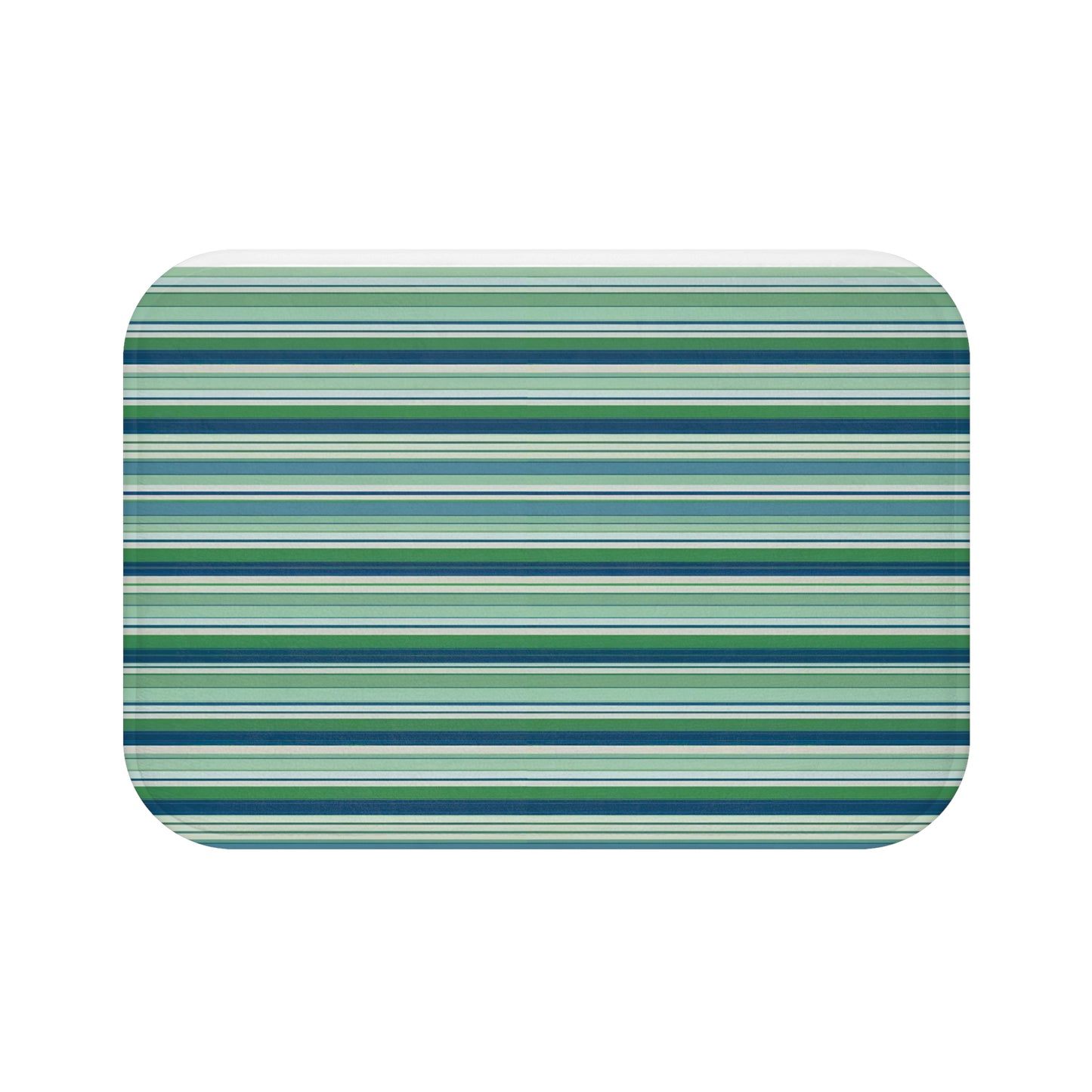 Blue Green Striped Bath Mat