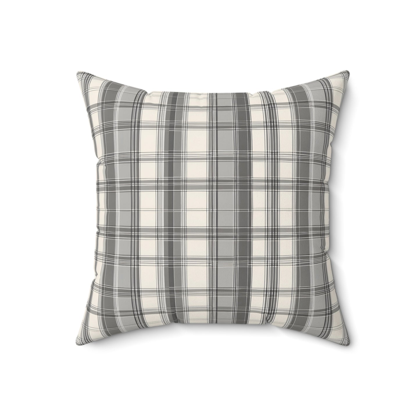 Grey Plaid Decorative Throw Pillow