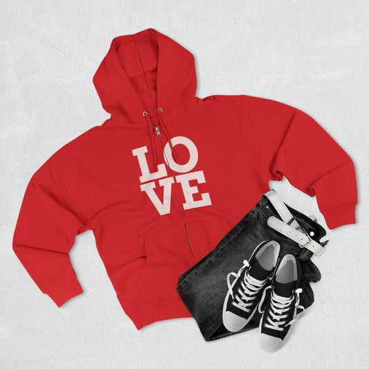 LOVE, Premium Full Zip-Up Hoodie (Available In Other Colors)