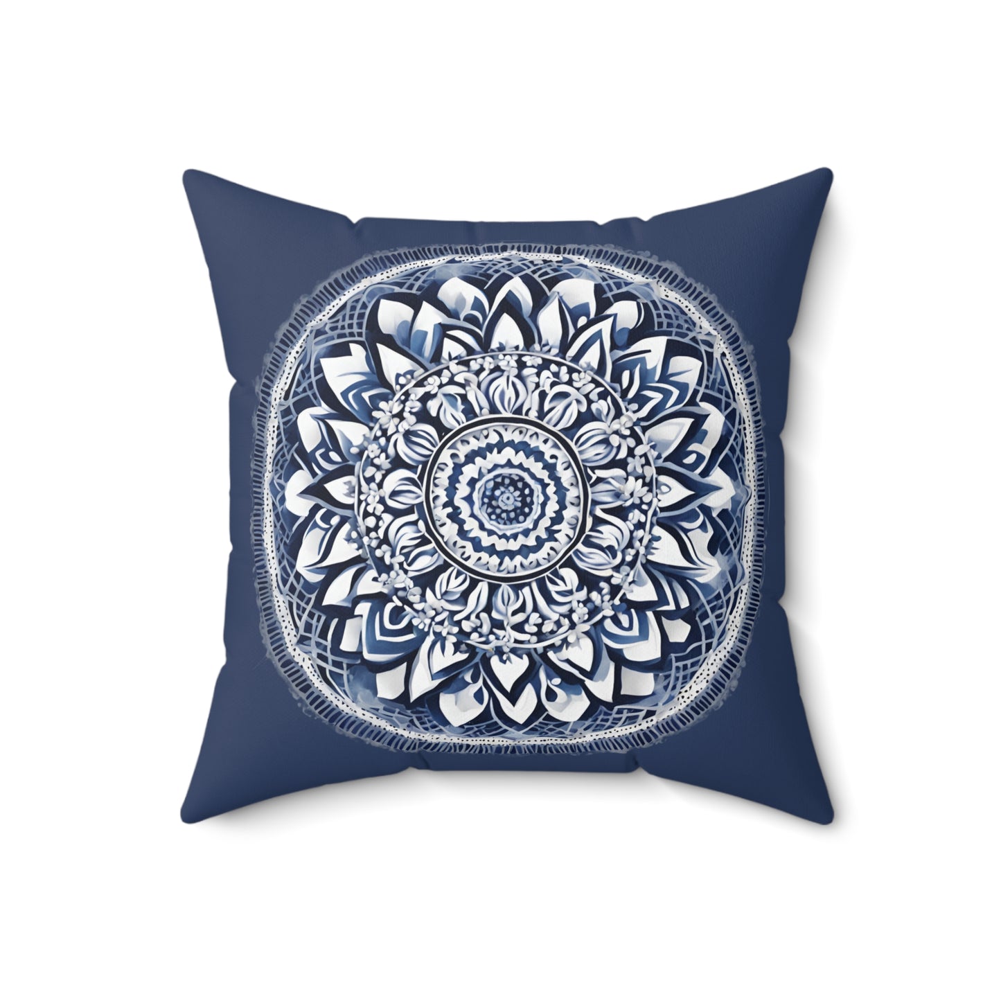 Blue And White Mandala Decorative Throw Pillow