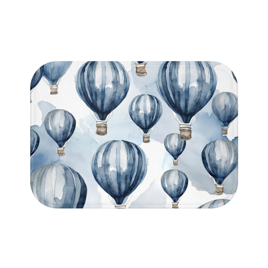 Blue White And Grey Hot Air Ballon Bath Mat