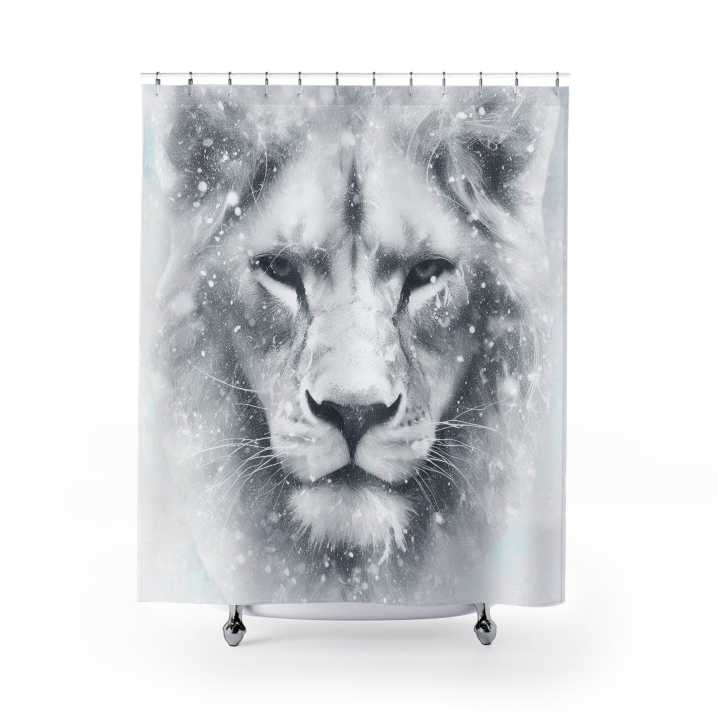 White And Grey Lion Work Of Art Shower Curtain