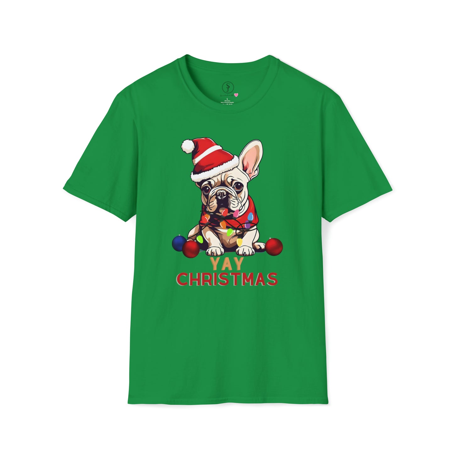 Christmas Vibes, Frenchie, YAY Christmas T-Shirt (Available In Other Colors) (Sizes Up To 3XL)