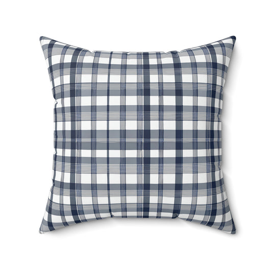 Blue White And Grey Plaid Decorative Throw Pillow