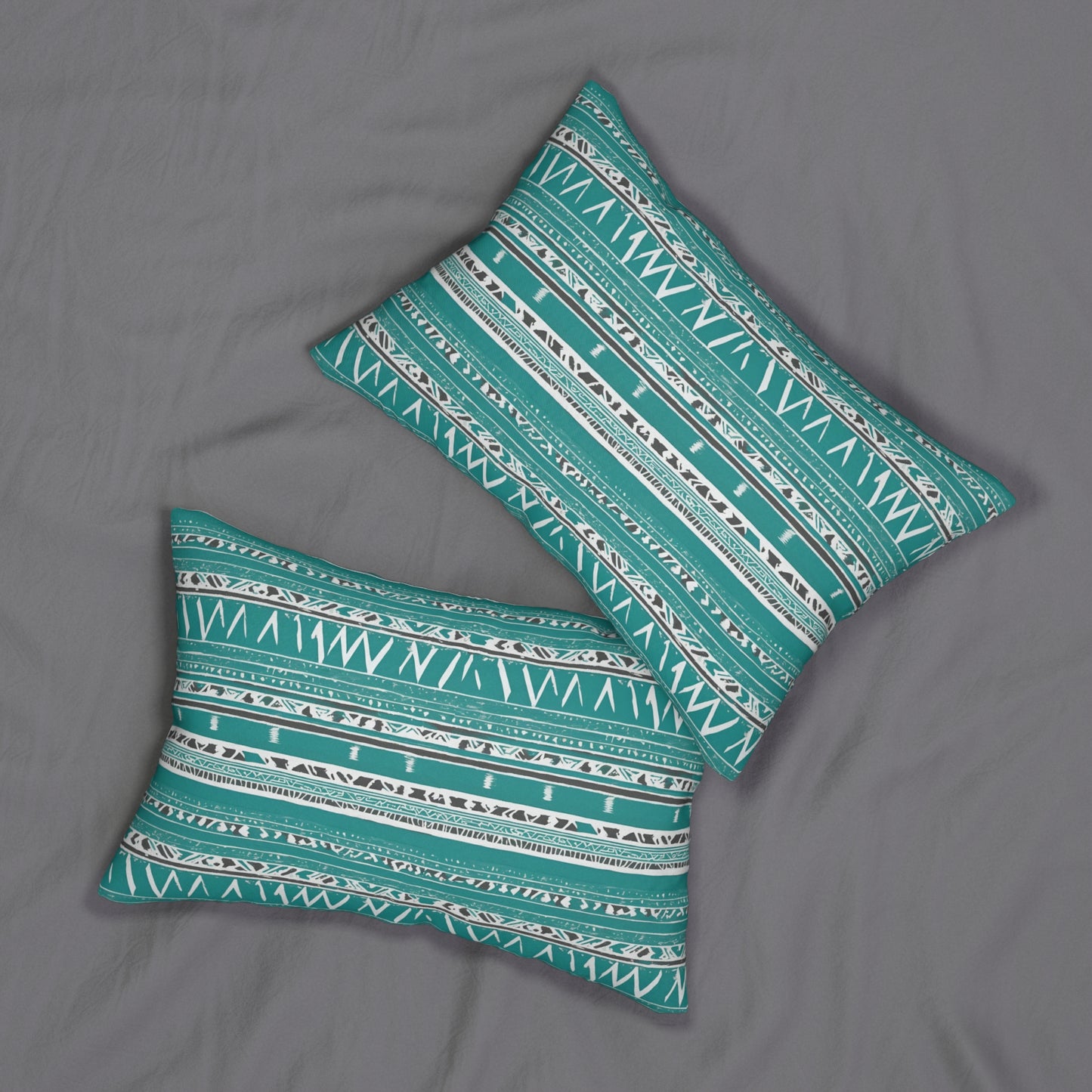 Turquoise White And Grey Aztec Lumbar Pillow