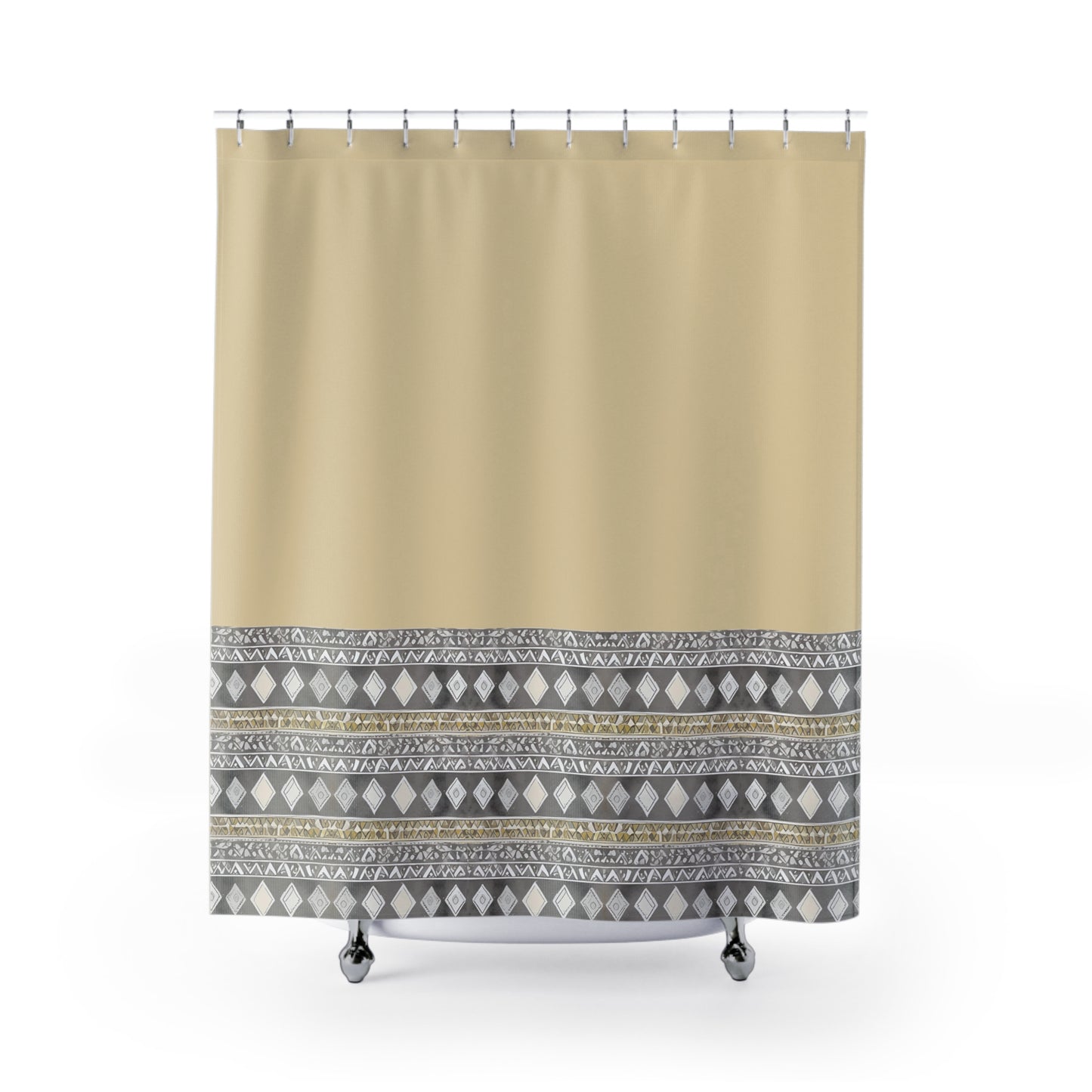 Diamond Aztec In Grey And Sand Shower Curtain