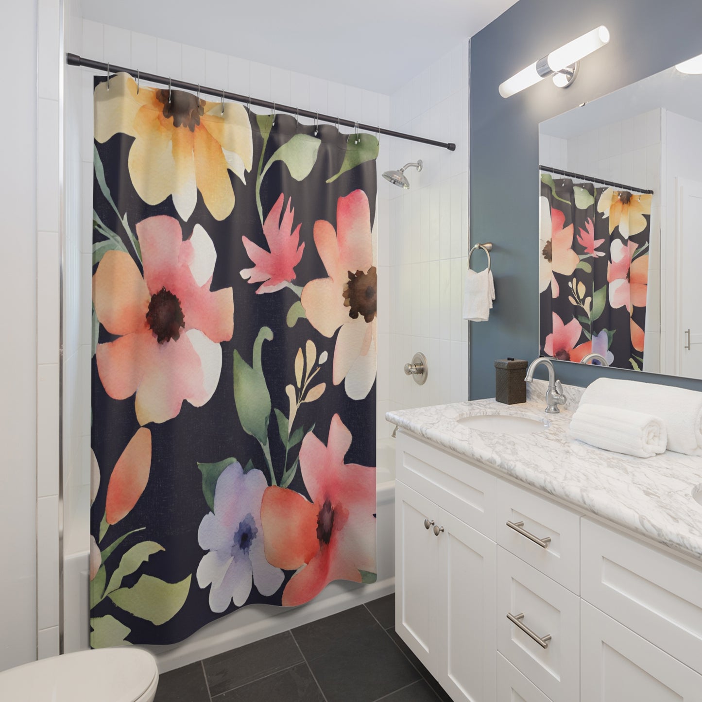 Fun Graphic Floral Shower Curtain