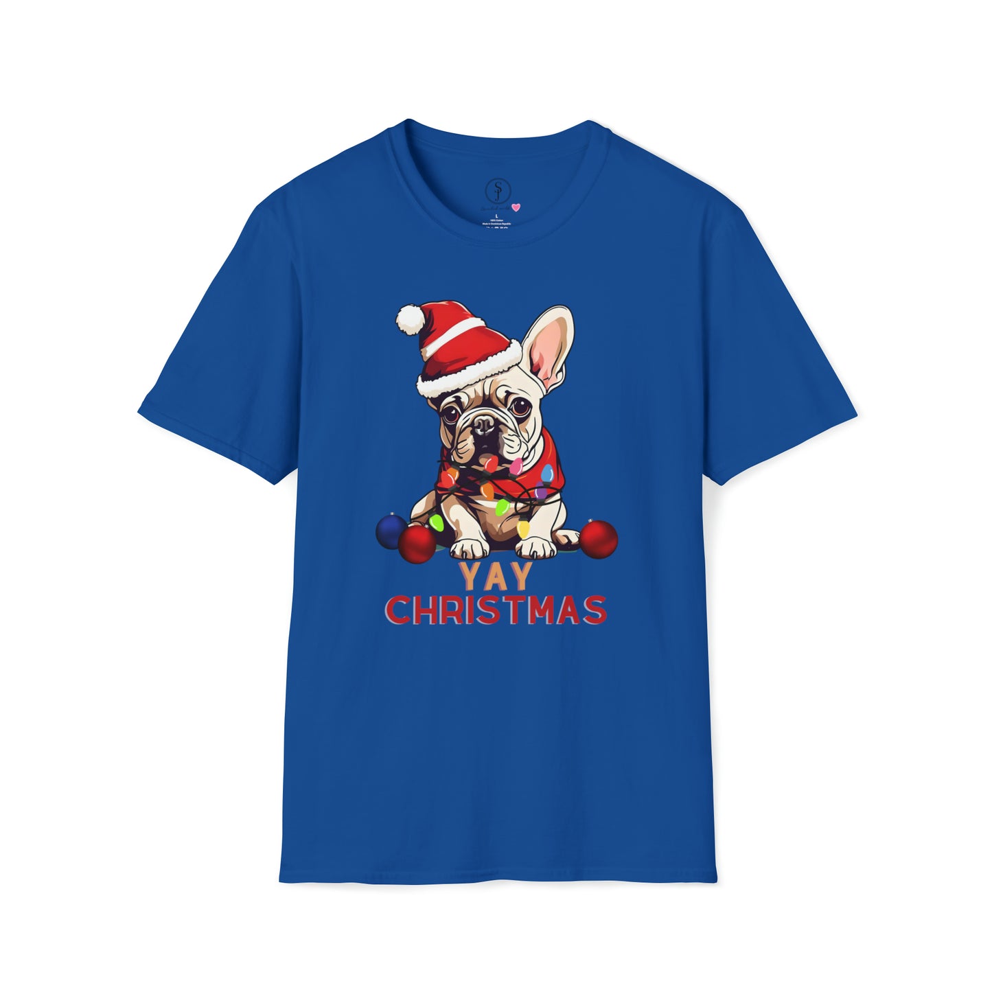 Christmas Vibes, Frenchie, YAY Christmas T-Shirt (Available In Other Colors) (Sizes Up To 3XL)