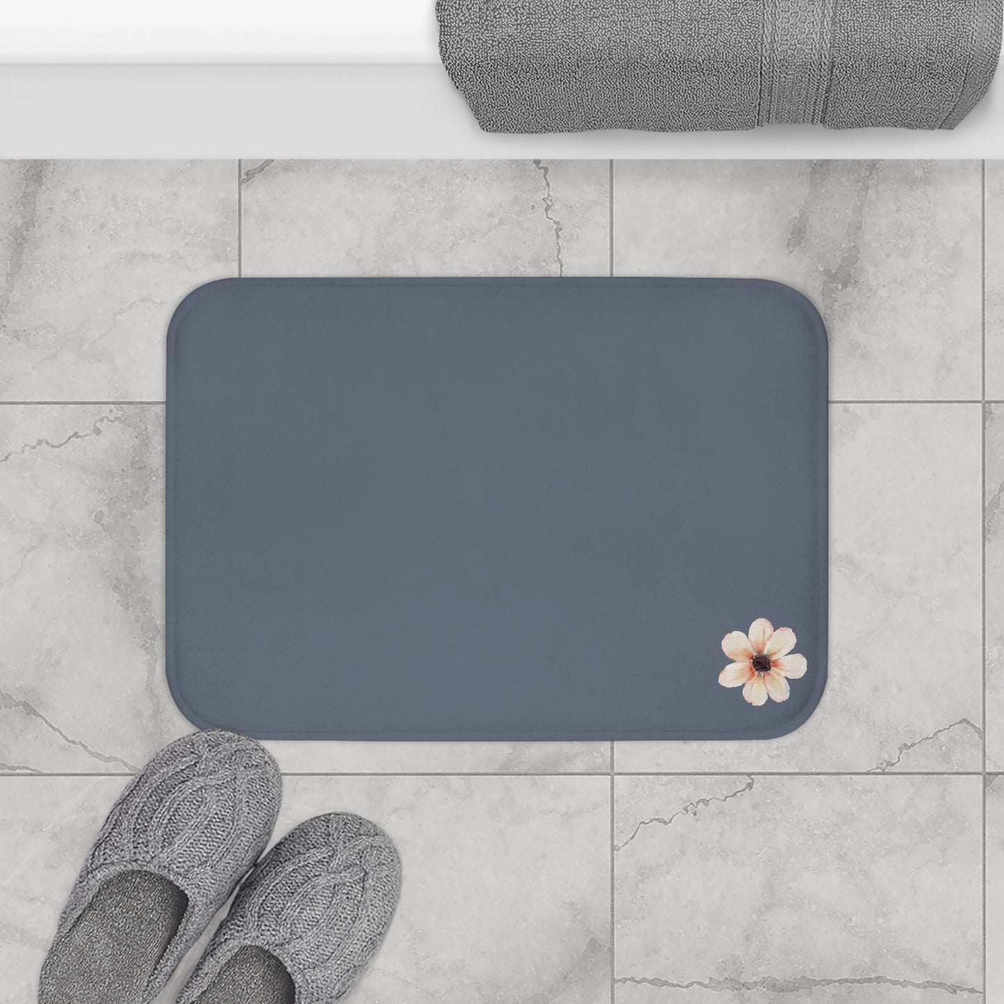 Midnight Blue With Wildflower Bath Mat