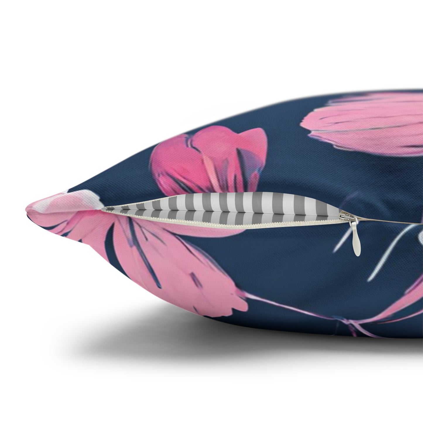 Blue, Pink, And White Floral Throw Pillow Cover