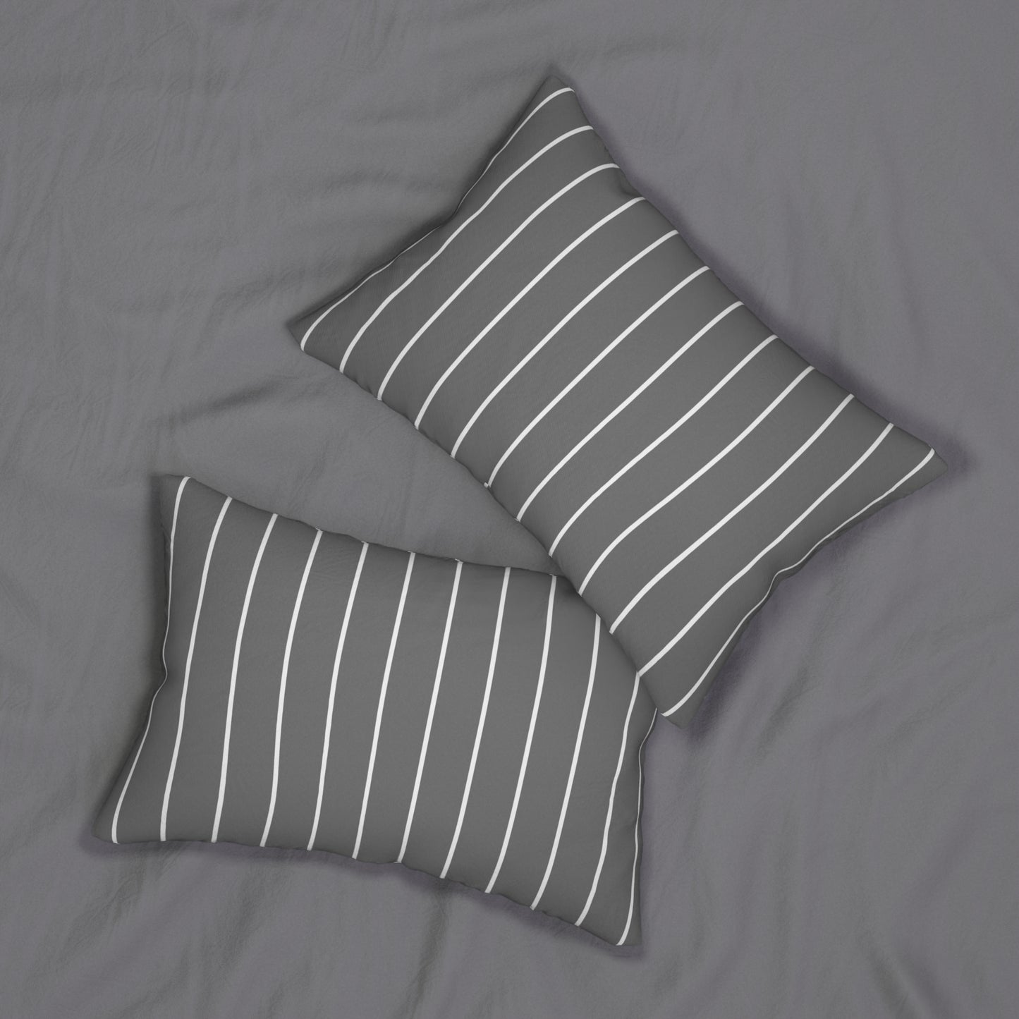 Grey And White Thin Stripe Lumbar Pillow