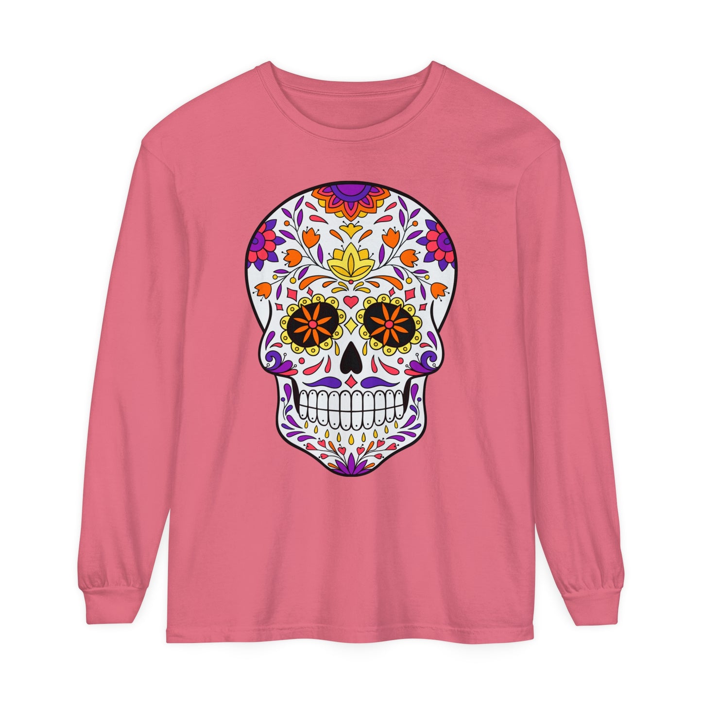 Day Of The Dead Skull Long Sleeve T-Shirt (Available In Other Colors)