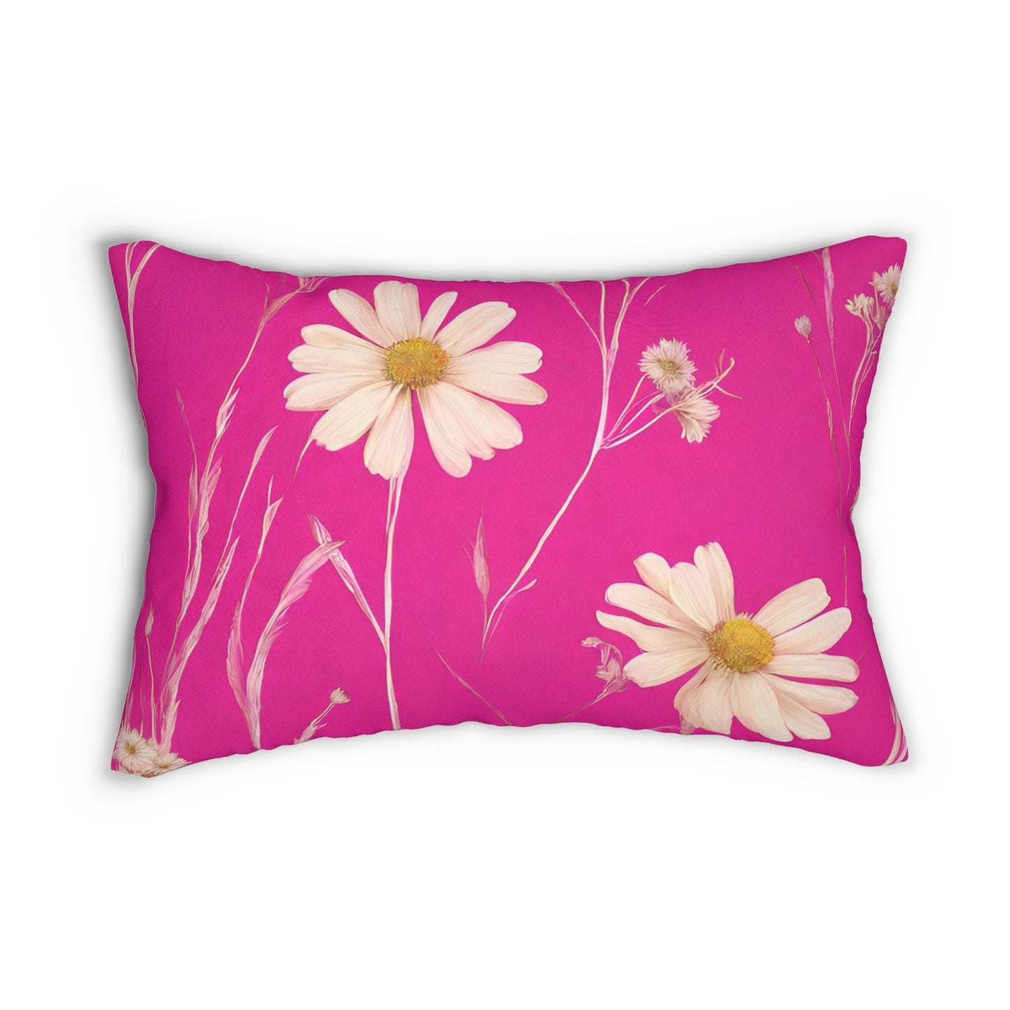 hot pink daisy lumbar pillow