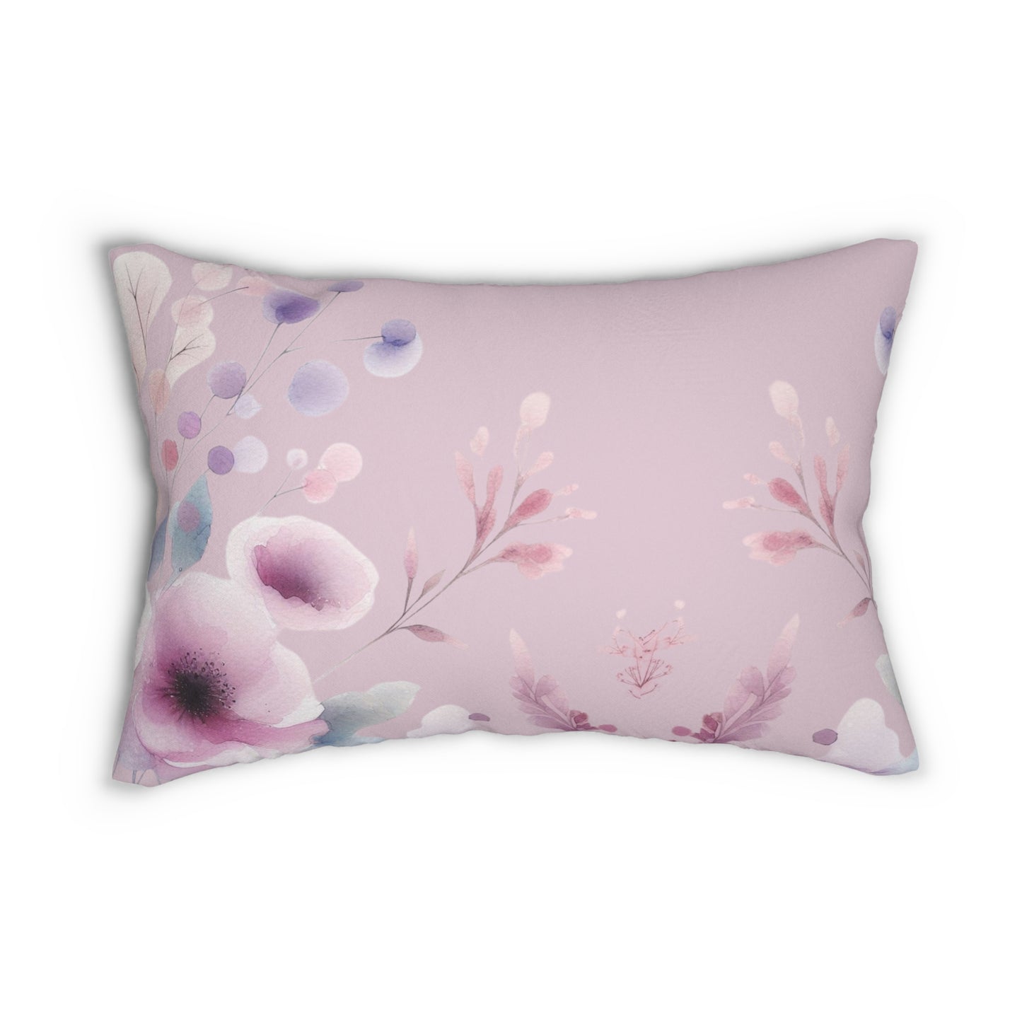 Purple Pastel Floral Lumbar Pillow
