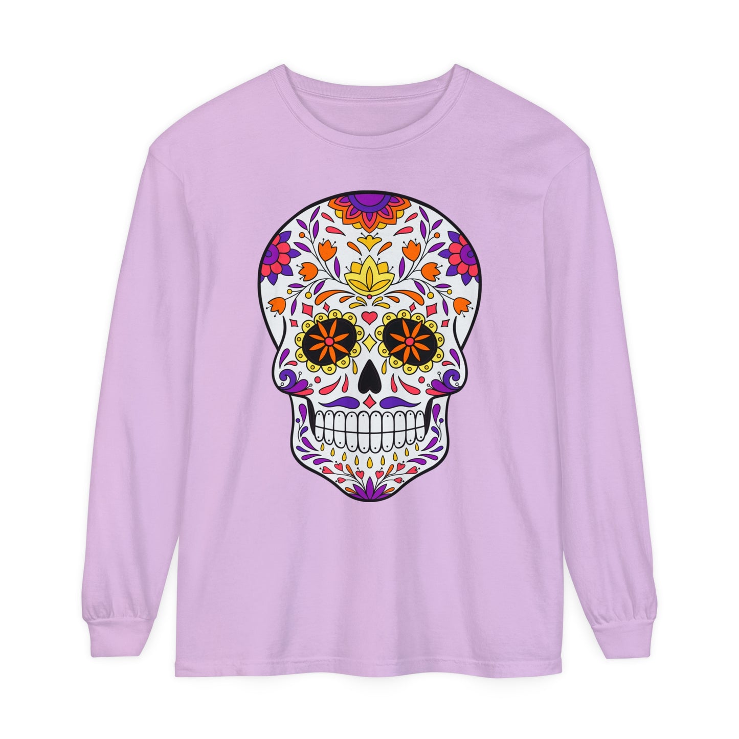 Day Of The Dead Skull Long Sleeve T-Shirt (Available In Other Colors)