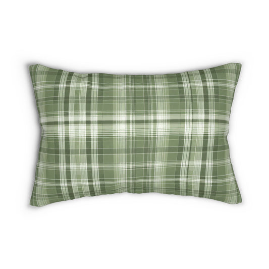 Olive Green Plaid Lumbar Pillow