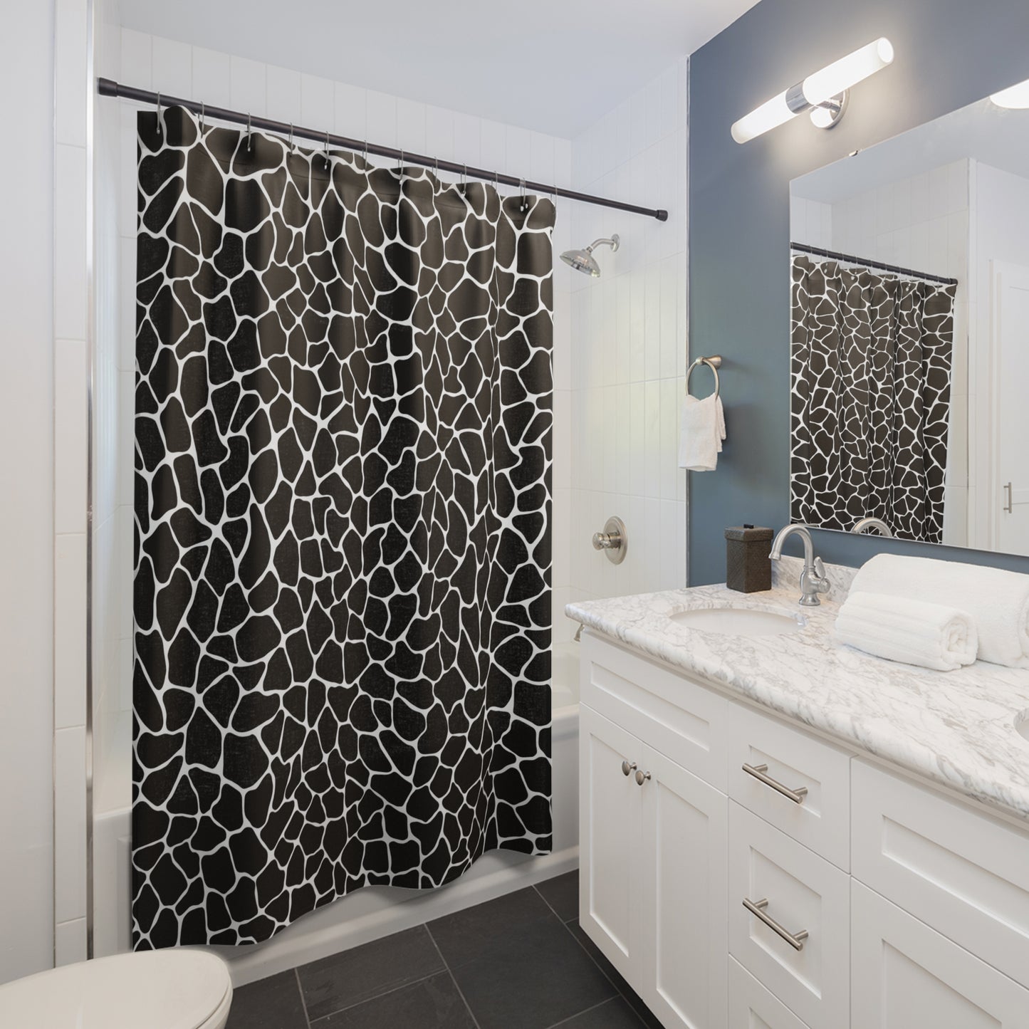 Mosaic Black And White Shower Curtain