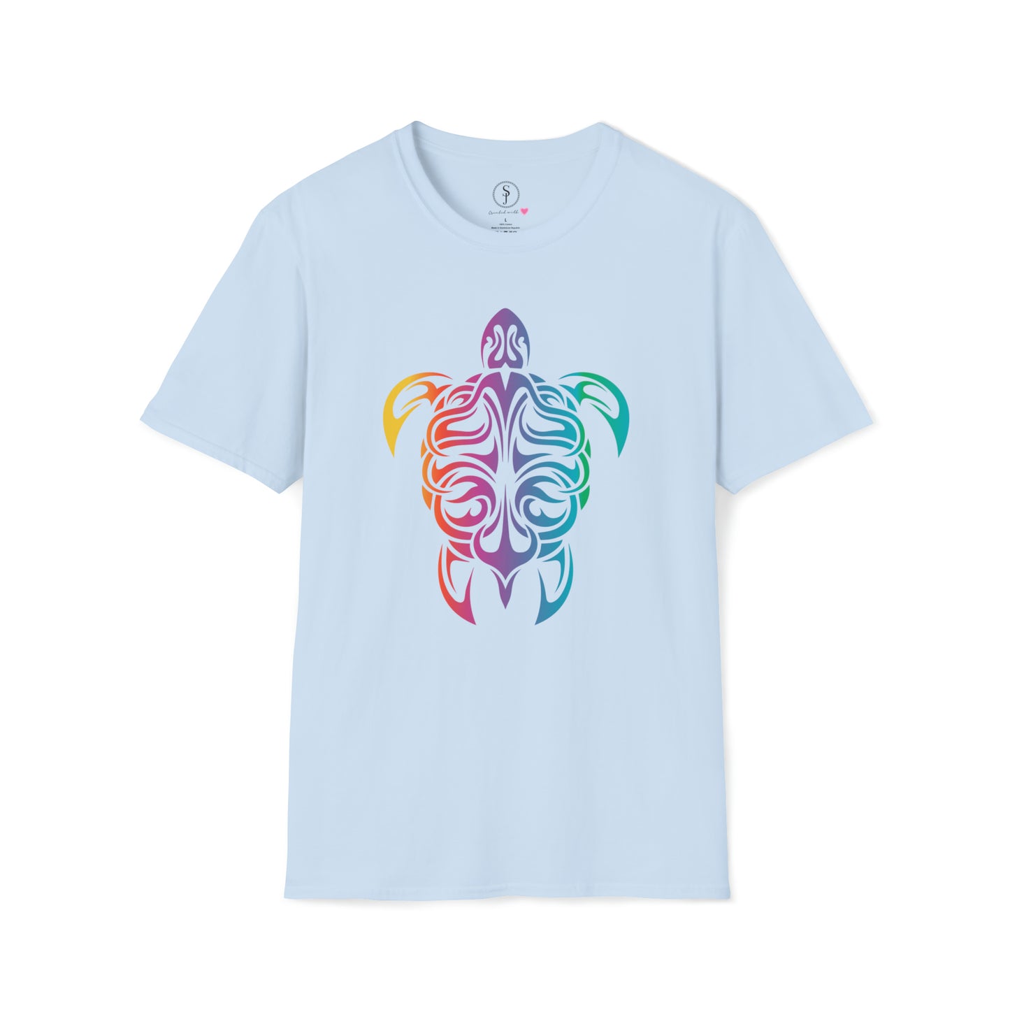 Tribal Rainbow Sea Turtle Short Sleeve T-Shirt (Available In Other Colors)