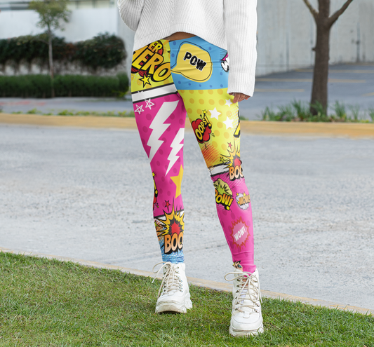 Superhero, Comic-Style, Women's Full-Length Leggings