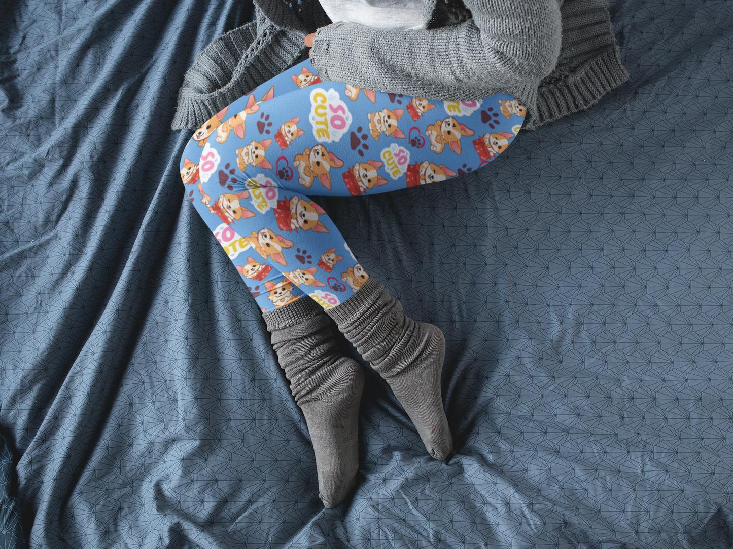 Corgi Lovers Women's Full-Length Leggings In Blue (Available In Other Colors)