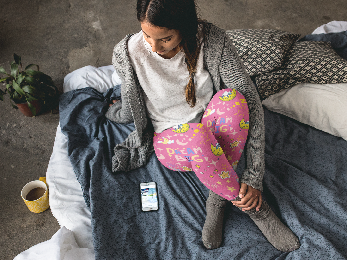 Dream Big, Nighty Night, Full-Length Leggings In Black