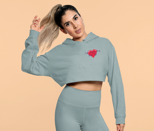Just Living My Best Life/ Heart Cropped Hoodie (Available In Other Colors)
