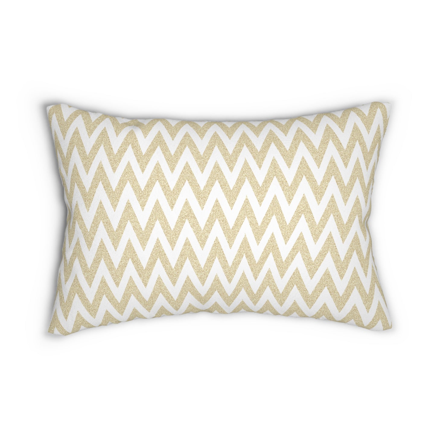 Gold And White Zig-Zag Chevron Lumbar Pillow