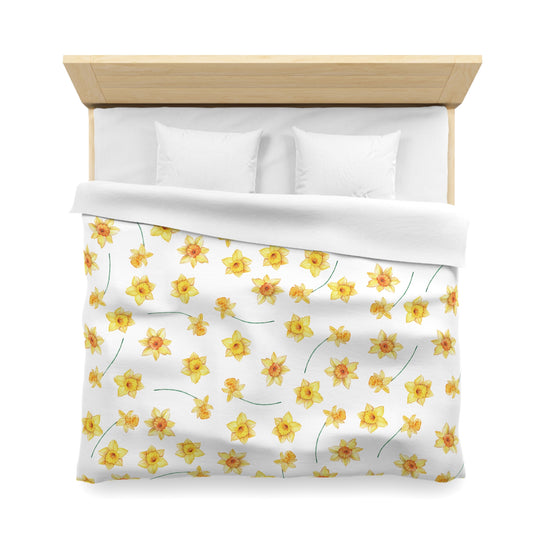 White And Yellow Daffodil Duvet Cover