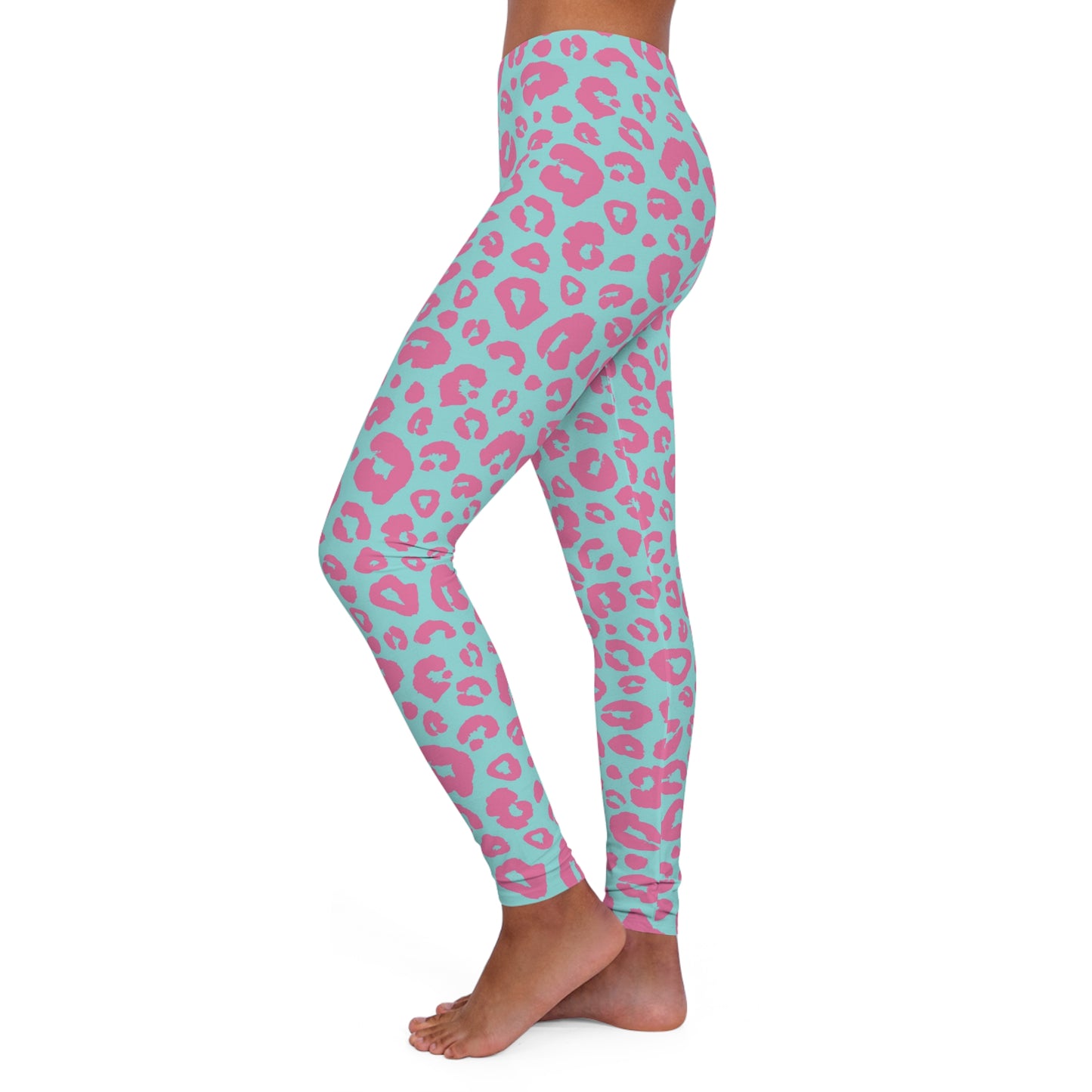 Silky Smooth Turquoise & Pink Leopard, Women's Full-Length Leggings