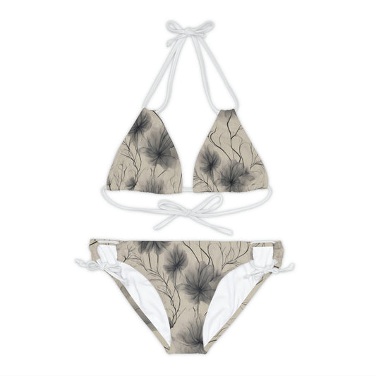 Nude & Grey Floral Two Piece Bikini Set