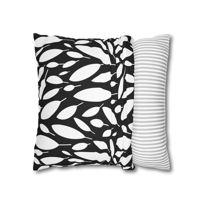 Black And White Modern Leaf Throw Pillow Cover