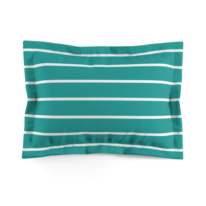 Turquoise And White Thin Stripe Pillow Sham