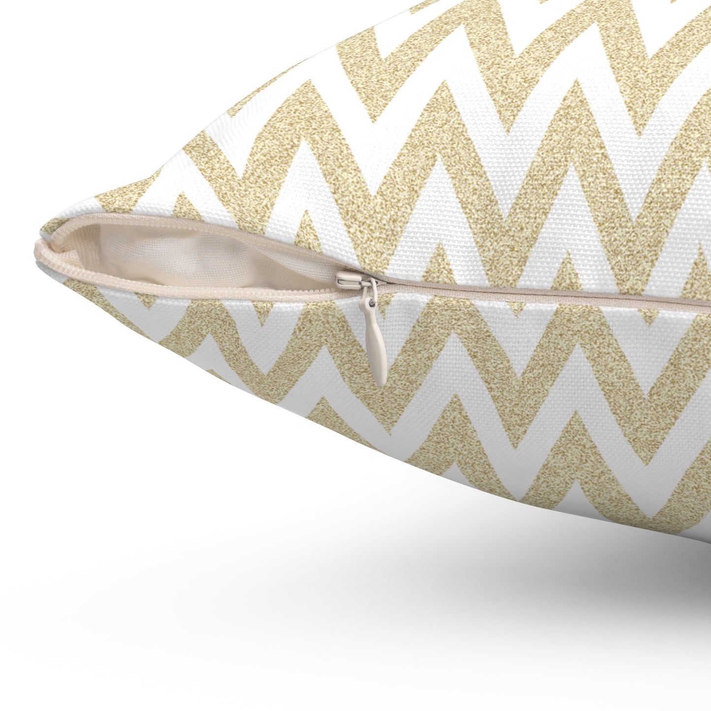 Gold And White Zig-Zag Chevron Decorative Throw Pillow