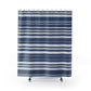 Blue And Light Grey Striped Shower Curtain