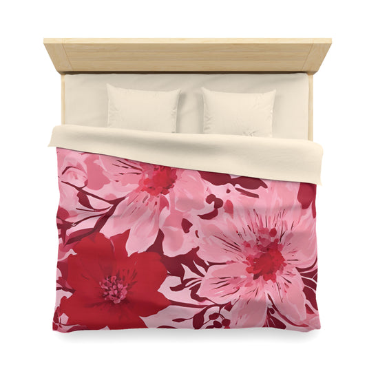 Red And Pink Graphic Floral Duvet Cover