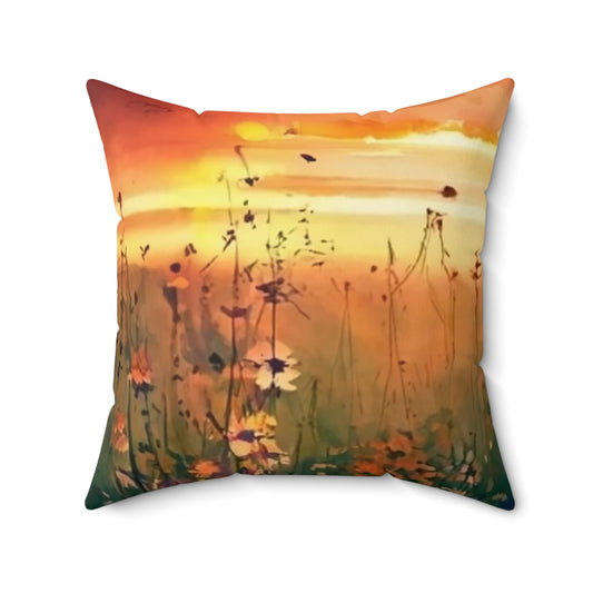 Wildflowers At Sunset Decorative Throw Pillow