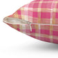 Pink And Gold Plaid Decorative Throw Pillow