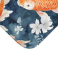 Blue Orange And White Koi Floral Bath Mat