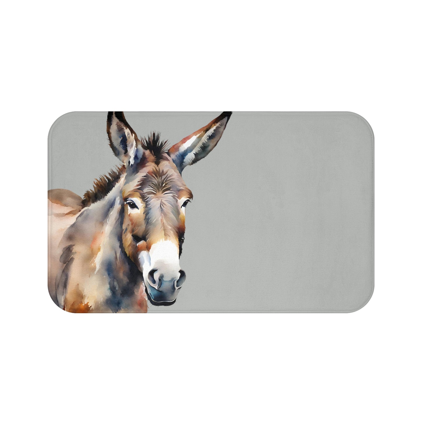 Watercolor Donkey In Smoke Bath Mat