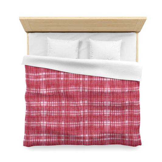 Red, Pink, And White Plaid Duvet Cover
