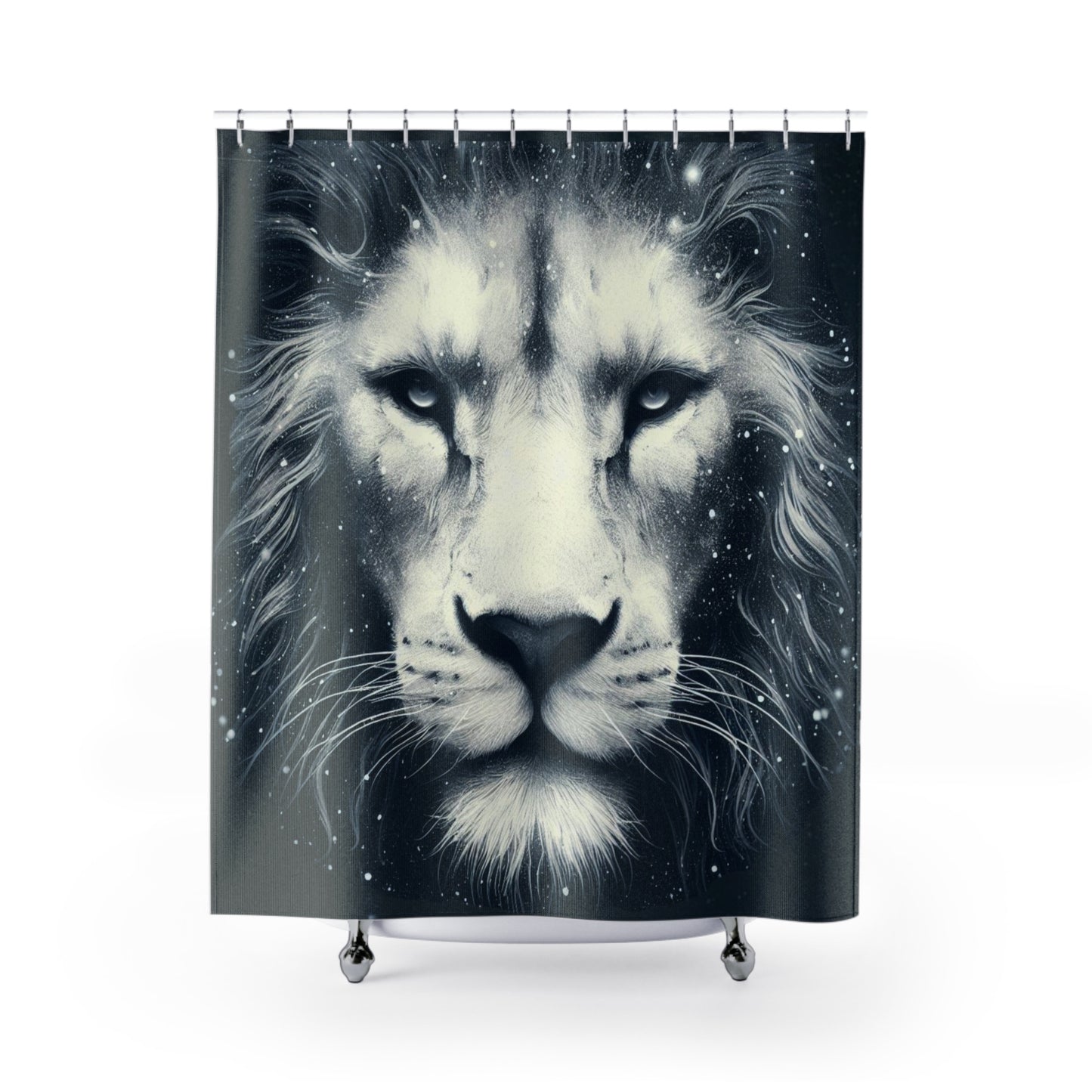 Black And White Lion Work Of Art Shower Curtain