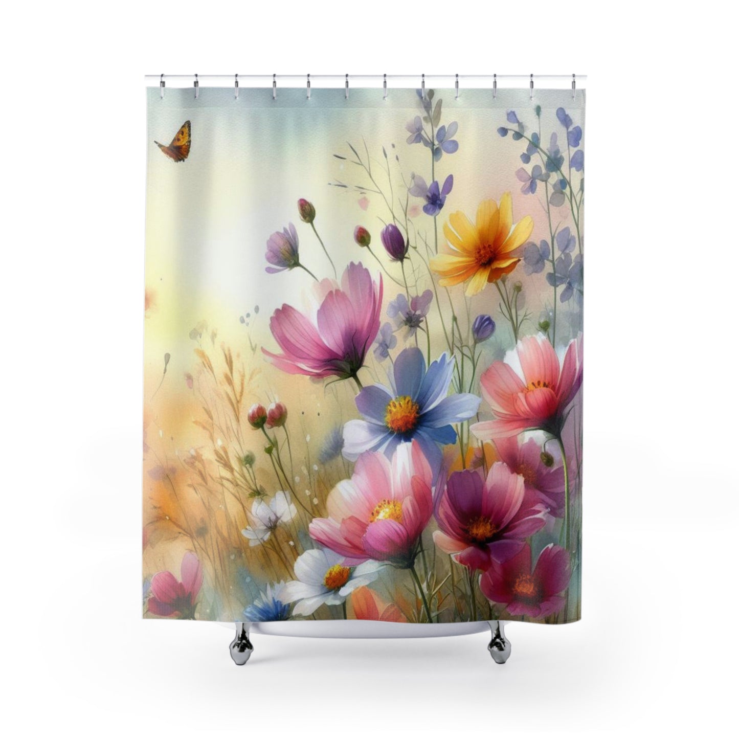 Springtime Wildflower Floral Shower Curtain