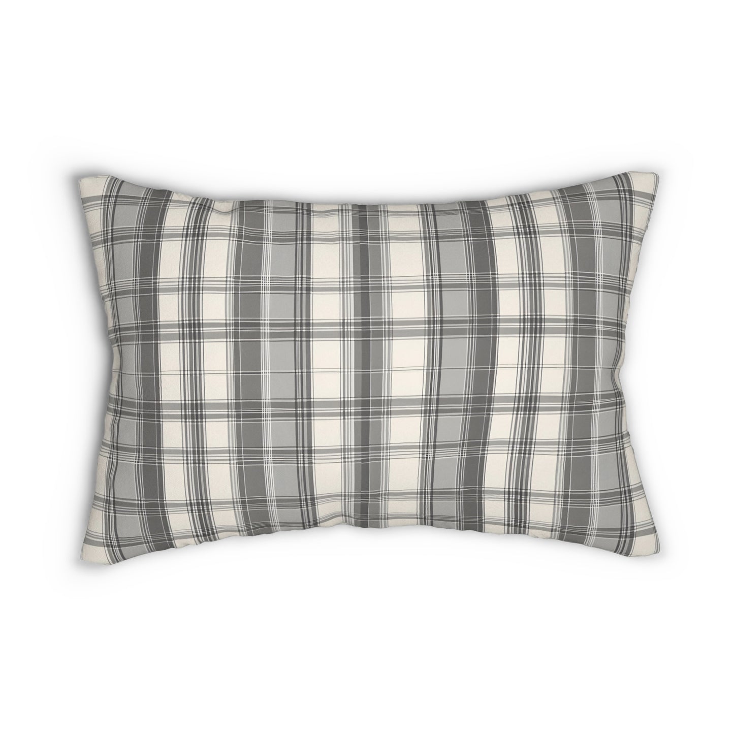 Grey Plaid Lumbar Pillow