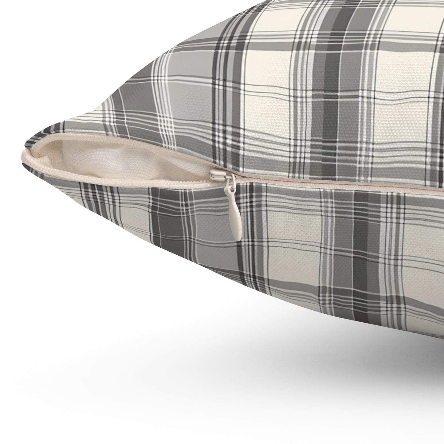 Grey Plaid Decorative Throw Pillow