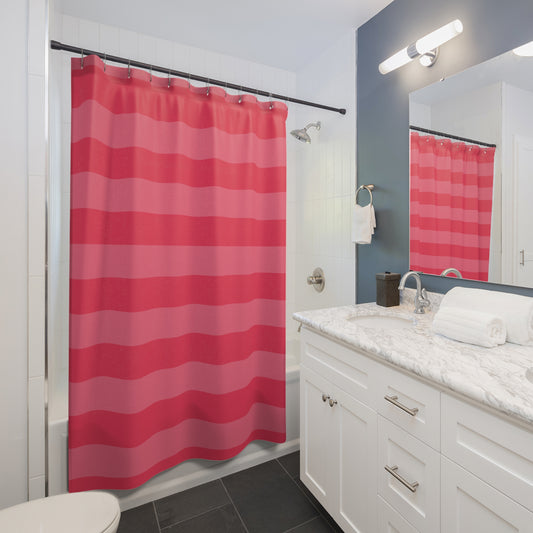 Pink On Pink Broad Striped Shower Curtain