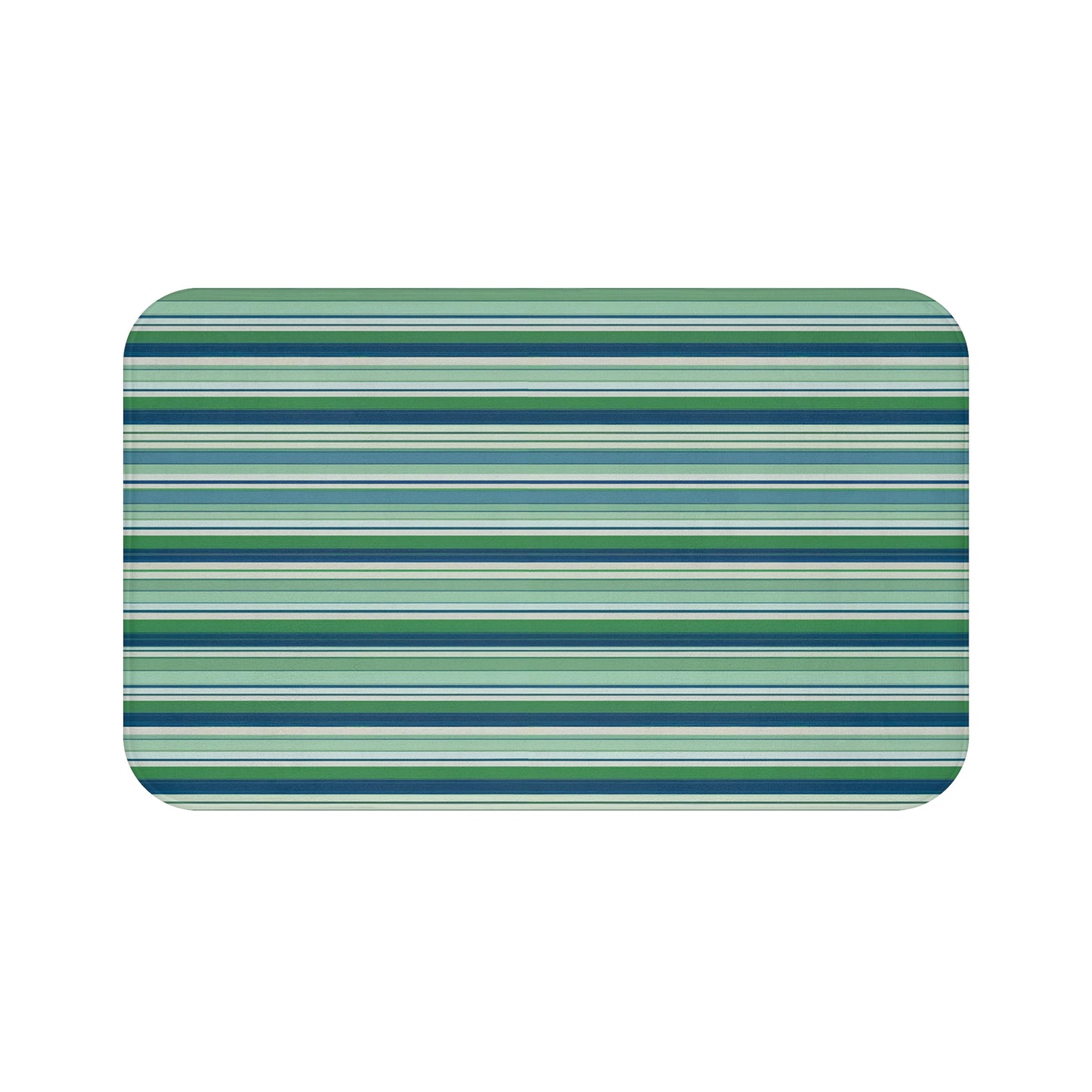 Blue Green Striped Bath Mat