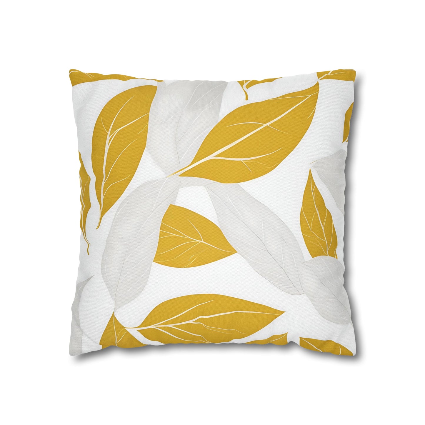 Yellow And White Leaves Graphic Floral Throw Pillow Cover