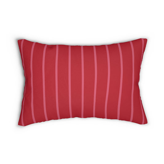 Vertical Pink Stripe In Red Lumbar Pillow