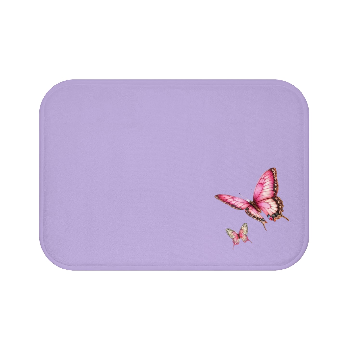 Pink Butterflies In Lavender Bath Mat